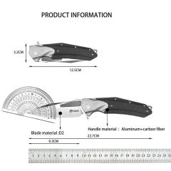 KV-Venom Folding Knife 4.02" D2 Satin Drop Point Blade, Carbon Fiber + Aluminum Handles