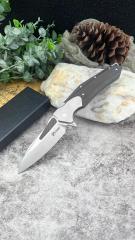 KV-Venom Folding Knife 4.02" D2 Satin Drop Point Blade, Carbon Fiber + Aluminum Handles