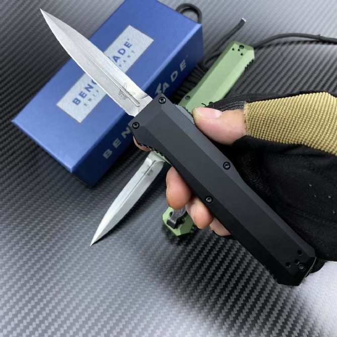 BM 4700FE AUTO OTF Knife 3.35" S30V Double Edge Blade, Aviation Aluminum Handles