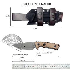 Miller Bros.BIsdes M27 Fixed Blade Knife 3.94" A8 Combo Tanto Blade, G10 Handles