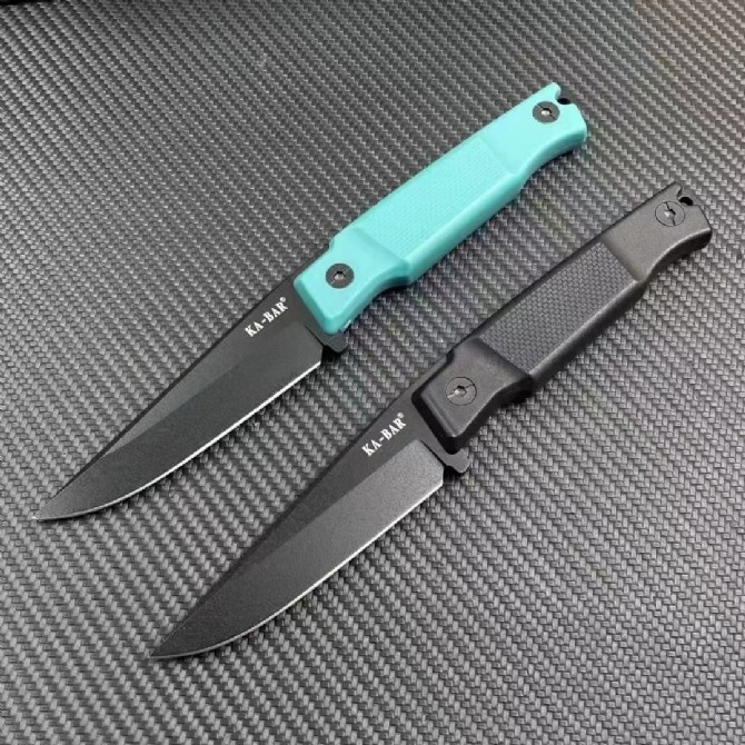KA-BAR Petr Janda 5500 Fixed Blade Knife 3.86" D2 Black Clip Point Blade, GFN Handles