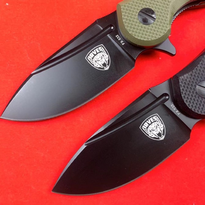 FX-532 LRVES Folding Knife 3.39" N690 Satin Drop Point Blade, OD G10 Handles
