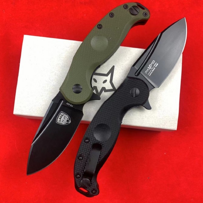 FX-532 LRVES Folding Knife 3.39" N690 Satin Drop Point Blade, OD G10 Handles