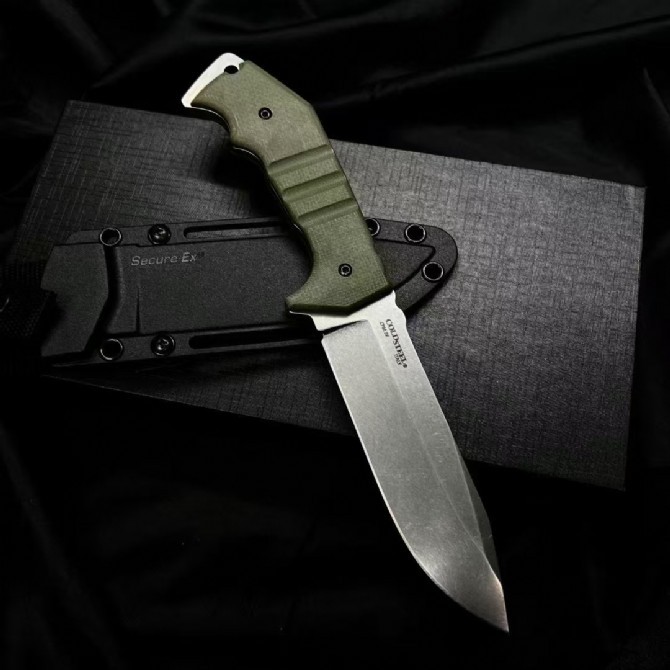 Cold Steel 14AKA AK-47 Field Knife Fixed 5.51" CPM-3V Stonewashed Blade, OD Green G10 Handles