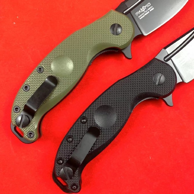 FX-532 LRVES Folding Knife 3.39" N690 Satin Drop Point Blade, OD G10 Handles