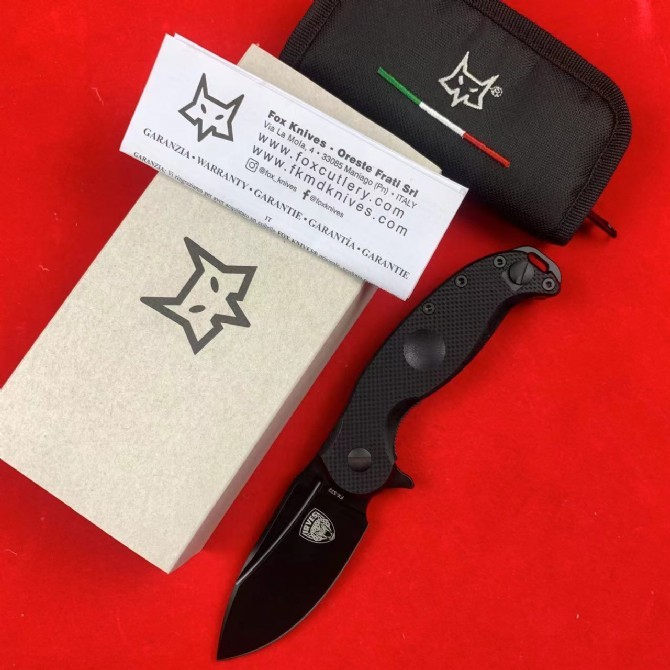 FX-532 LRVES Folding Knife 3.39" N690 Satin Drop Point Blade, OD G10 Handles