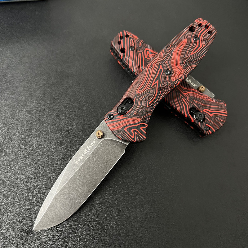BM 585BK-251 Gold Class Mini Barrage AXIS-Assisted Folding Knife 2.95" S90V Black DLC Plain Blade, G10 Handles