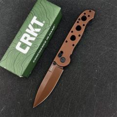 CRKT M16 Carson Flipper Knife 3.54" D2 Combo Drop Blade, Desert Tan, Nylon Fiber Handles