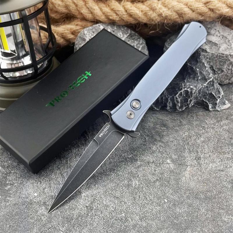 Pro-Tech 1921 Godfather AUTO Folding Knife 3.74" D2 Plain Blade, Aluminum Handles