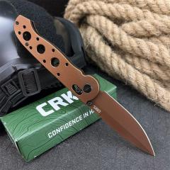 CRKT M16 Carson Flipper Knife 3.54" D2 Combo Drop Blade, Desert Tan, Nylon Fiber Handles