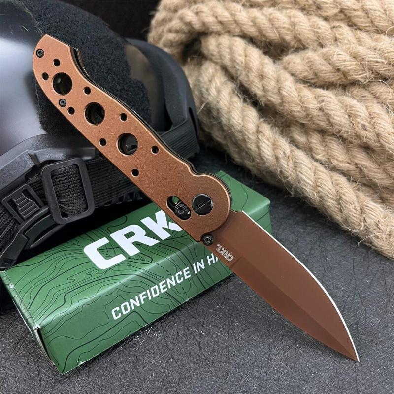 CRKT M16 Carson Flipper Knife 3.54" D2 Combo Drop Blade, Desert Tan, Nylon Fiber Handles