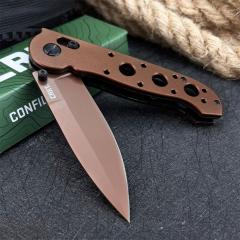 CRKT M16 Carson Flipper Knife 3.54" D2 Combo Drop Blade, Desert Tan, Nylon Fiber Handles