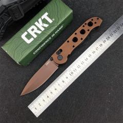 CRKT M16 Carson Flipper Knife 3.54" D2 Combo Drop Blade, Desert Tan, Nylon Fiber Handles