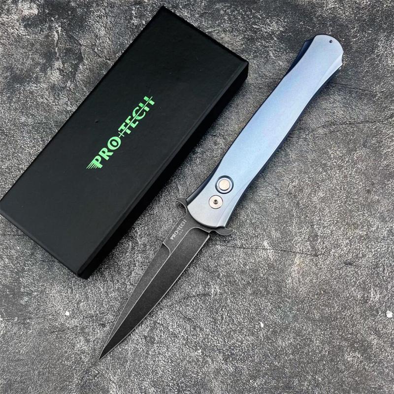 Pro-Tech 1921 Godfather AUTO Folding Knife 3.74" D2 Plain Blade, Aluminum Handles
