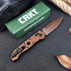 CRKT M16 Carson Flipper Knife 3.54" D2 Combo Drop Blade, Desert Tan, Nylon Fiber Handles