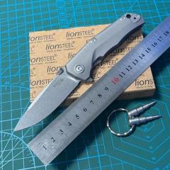 LionSteel Three Rapid Folder Knife 2.95" M390 Blade, Matte Titanium/Carbon Fiber Handles
