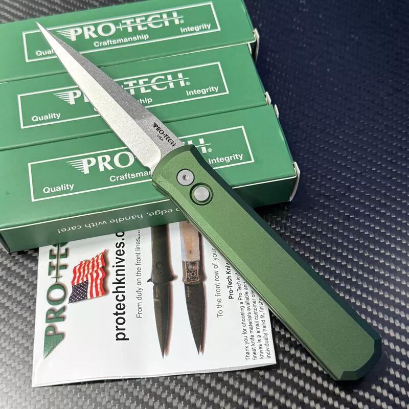 Pro-Tech 924 Godfather AUTO Folding Knife 3.94" 154CM Bead Blasted Plain Blade, T6 Aluminum Handles