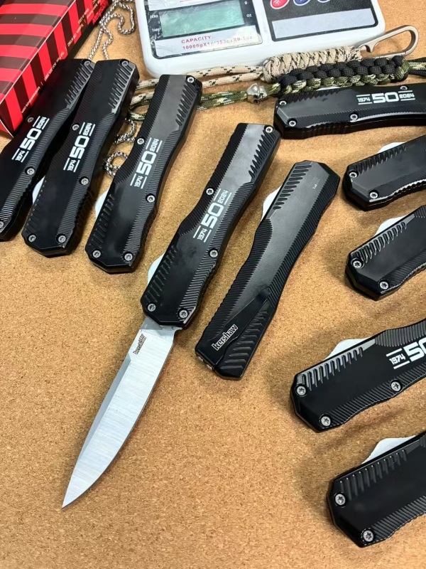 Kershaw 9000 Matt Diskin Livewire 50th OTF AUTO Knife 3.54" CPM-MagnaCut Stonewashed Spear Point Blade, Zinc Aluminum Alloy Handles