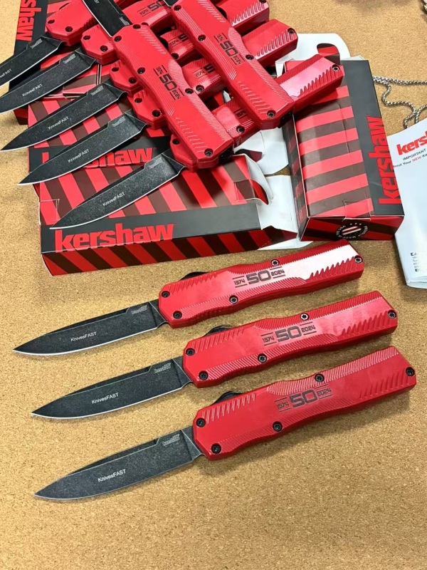 Kershaw 9000 Matt Diskin Livewire 50th OTF AUTO Knife 3.54" CPM-MagnaCut Stonewashed Spear Point Blade, Zinc Aluminum Alloy Handles