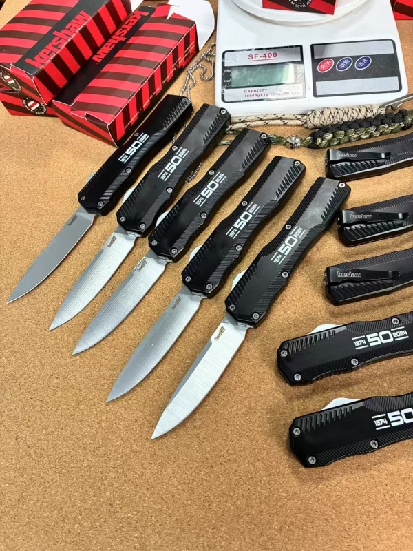 Kershaw 9000 Matt Diskin Livewire 50th OTF AUTO Knife 3.54" CPM-MagnaCut Stonewashed Spear Point Blade, Zinc Aluminum Alloy Handles