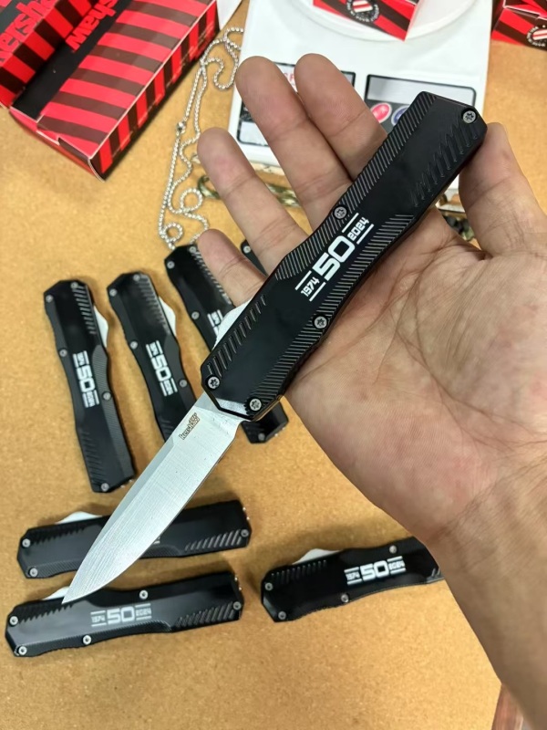 Kershaw 9000 Matt Diskin Livewire 50th OTF AUTO Knife 3.54" CPM-MagnaCut Stonewashed Spear Point Blade, Zinc Aluminum Alloy Handles
