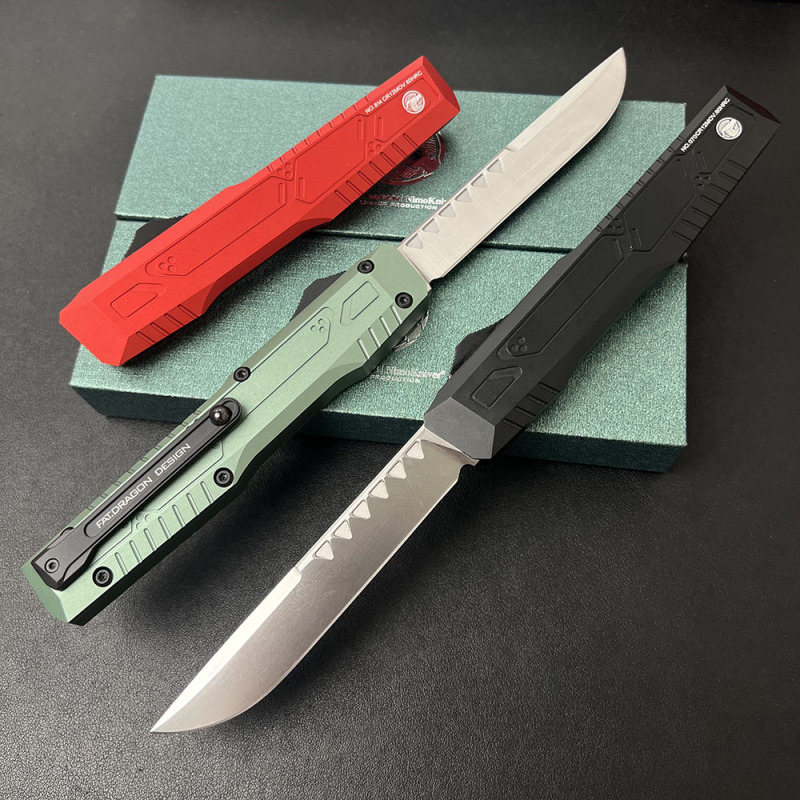 Fat Dragon Combat OTF Auto Knife 4.13" VG10 Satin Blade, Aviation Aluminum 6061 Handles