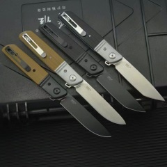 CRKT 5720 Bamboozled Assisted Flipper Knife 3.27" D2 Satin Plain Blade, Black G10 Handles with Steel Bolsters