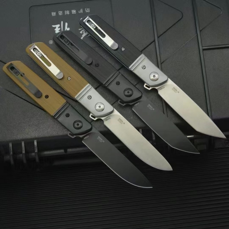 CRKT 5720 Bamboozled Assisted Flipper Knife 3.27" D2 Satin Plain Blade, Black G10 Handles with Steel Bolsters