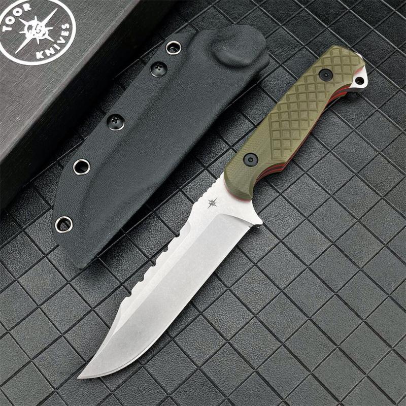 Toor Knives Limited Edition Valor MK1 Fixed Blade Knife 4.33" CPM-D2 Black Point Blade, 3D Machined Green G10 Handles