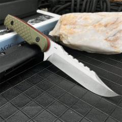 Toor Knives Limited Edition Valor MK1 Fixed Blade Knife 4.33" CPM-D2 Black Point Blade, 3D Machined Green G10 Handles