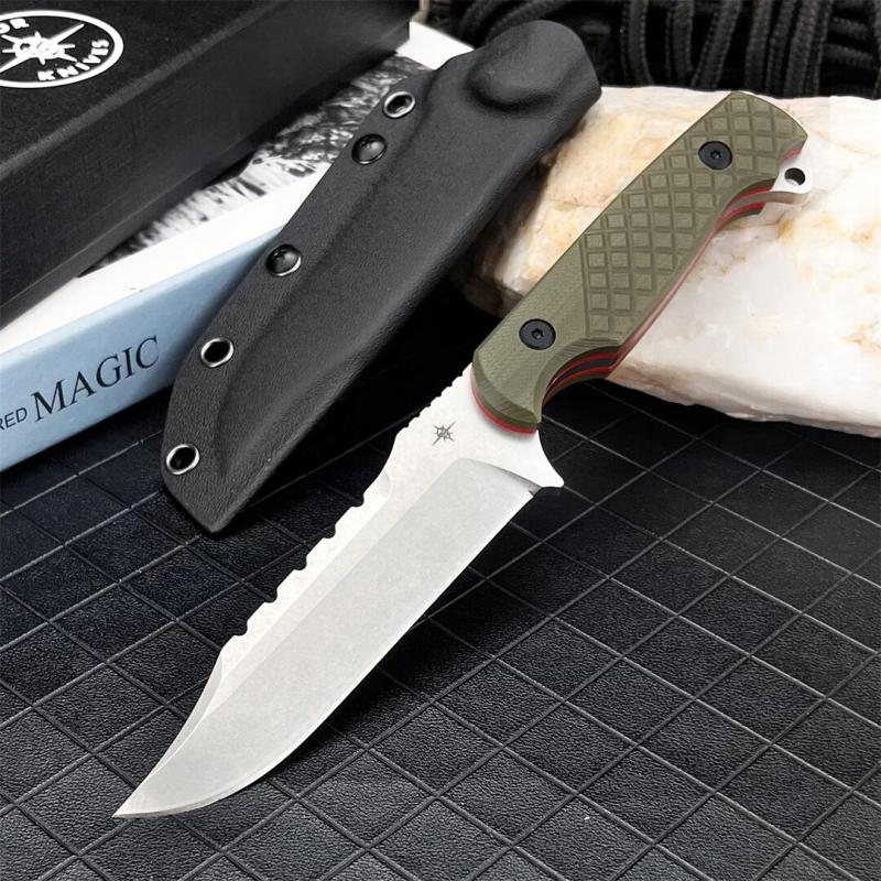 Toor Knives Limited Edition Valor MK1 Fixed Blade Knife 4.33" CPM-D2 Black Point Blade, 3D Machined Green G10 Handles