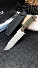 Toor Knives Limited Edition Valor MK1 Fixed Blade Knife 4.33" CPM-D2 Black Point Blade, 3D Machined Green G10 Handles