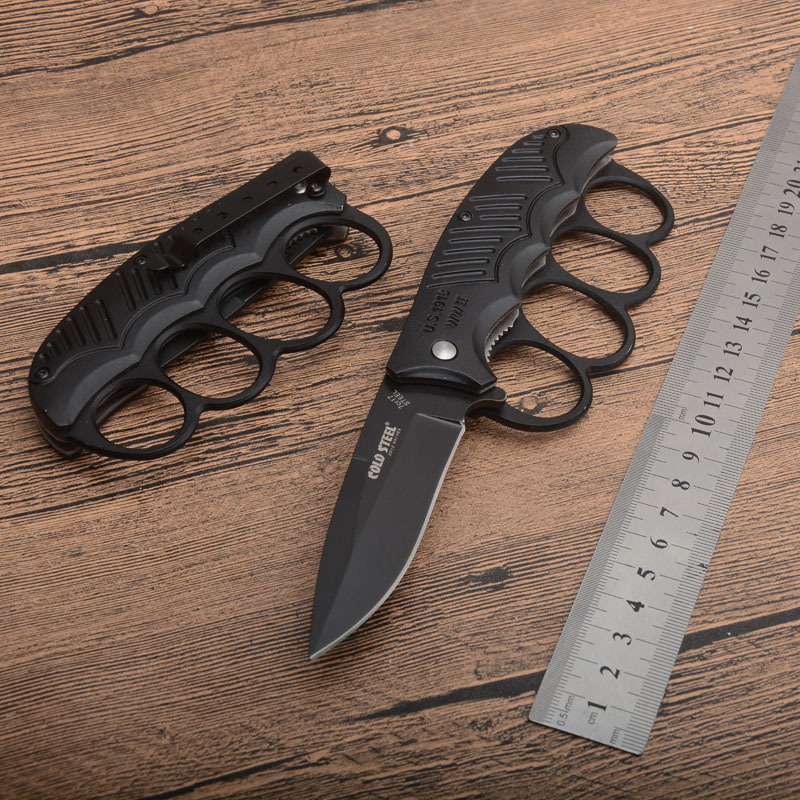 CS Boxing Knuckles Folding Knife 3.15" 420 Plain Blade, Aluminum Alloy Handles