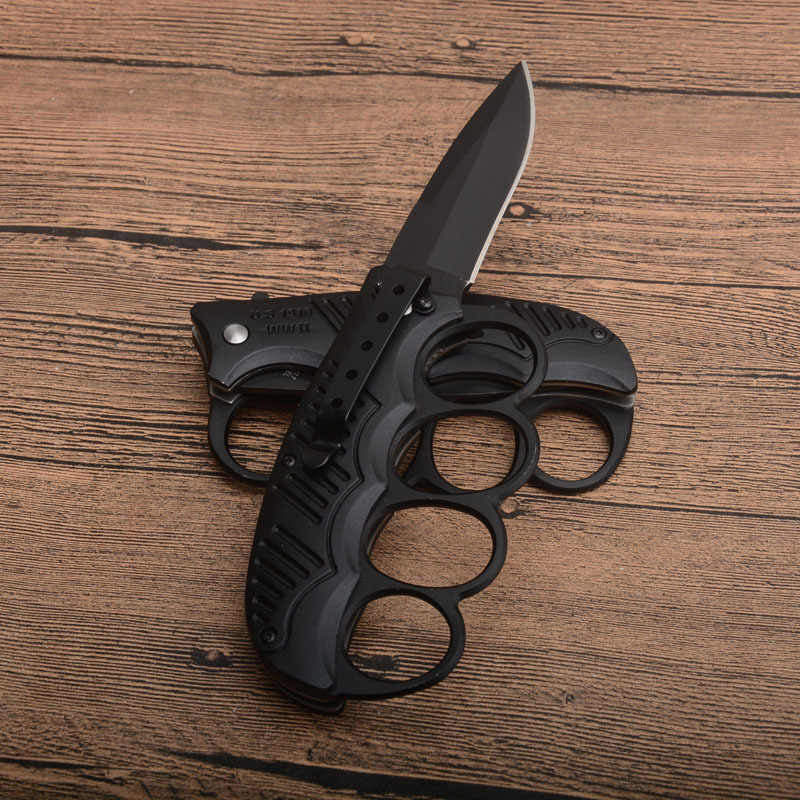 CS Boxing Knuckles Folding Knife 3.15" 420 Plain Blade, Aluminum Alloy Handles