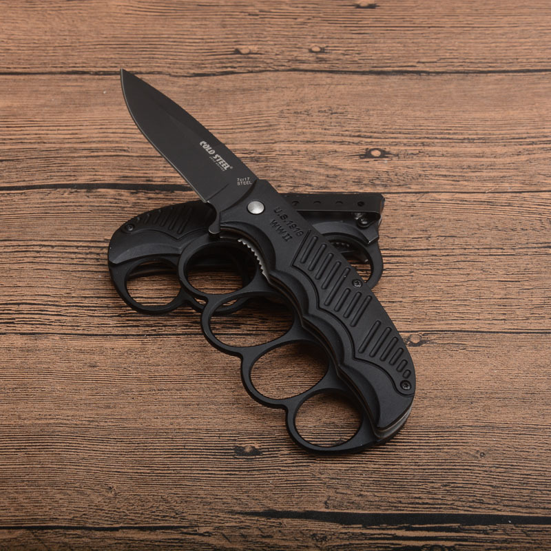 CS Boxing Knuckles Folding Knife 3.15" 420 Plain Blade, Aluminum Alloy Handles