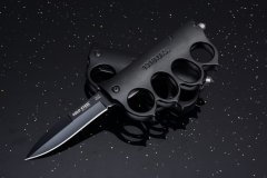 CS Black Boxing Knuckles Folding Knife 3.35" 7Cr17 Plain Blade, Aluminum Alloy Handles