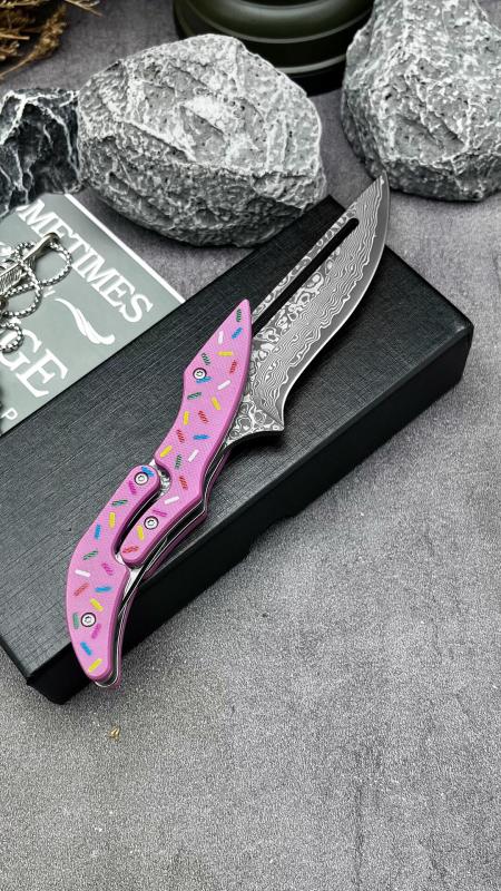Donut Pink Maqin Machine Folding Knife