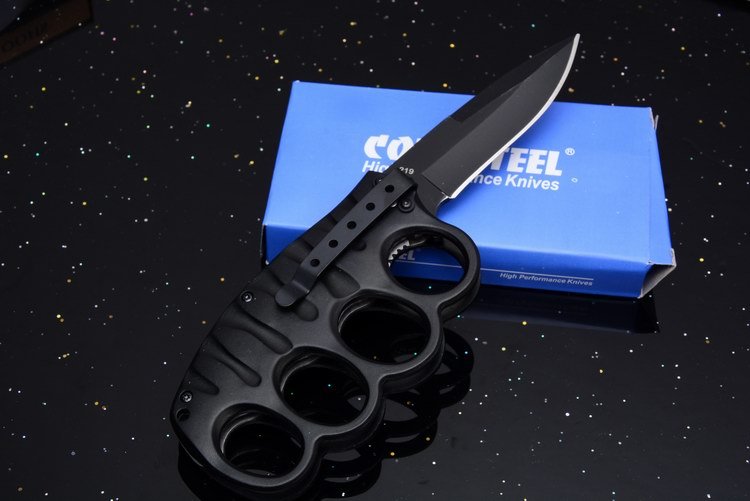 CS Boxing Knuckles Folding Knife 3.15" 420 Plain Blade, Aluminum Alloy Handles