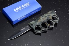 CS Camo Boxing Knuckles Folding Knife 3.35" 7Cr17 Plain Blade, Aluminum Alloy Handles