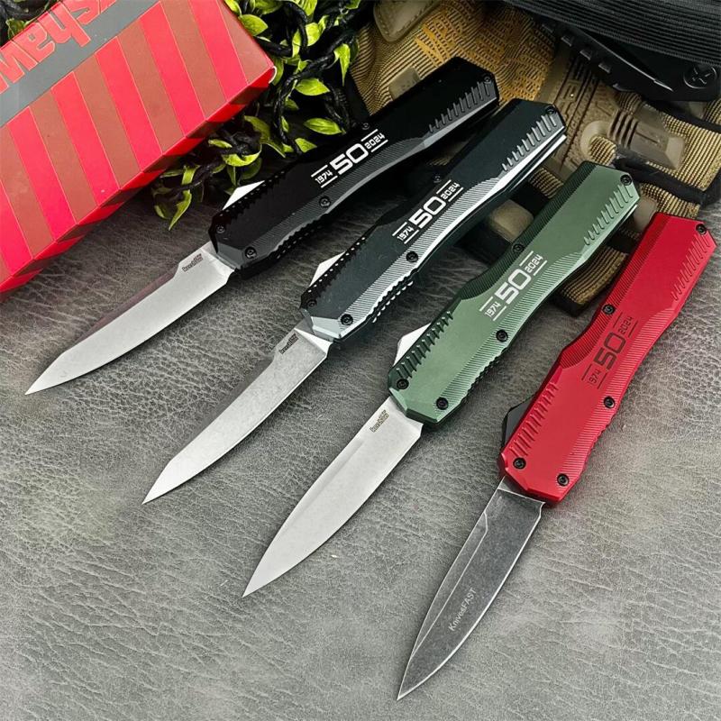 Kershaw 9000 Livewire 50th OTF AUTO Knife 3.07" 20CV Stonewashed Point Blade, T6-Aluminum Handles