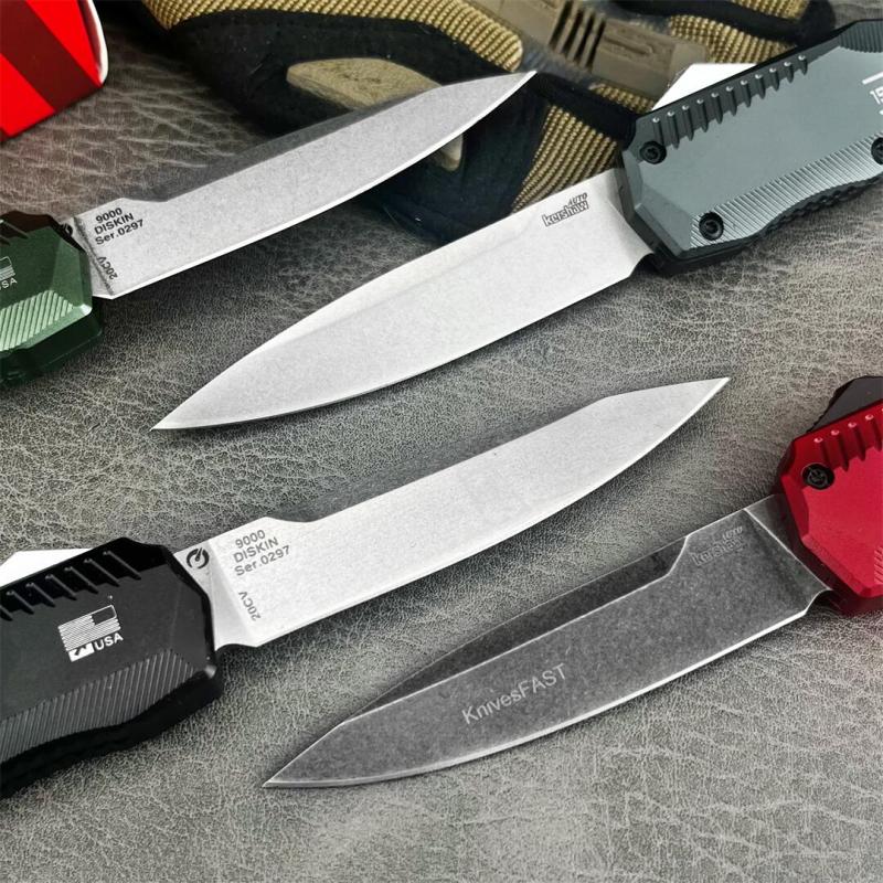 Kershaw 9000 Livewire 50th OTF AUTO Knife 3.07" 20CV Stonewashed Point Blade, T6-Aluminum Handles