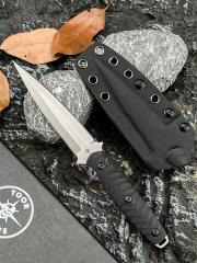 Toor Knives Specter J Fixed Blade Knife 3.94" CPM-M4 Double Edge Dagger Blade, Black G10 Handles