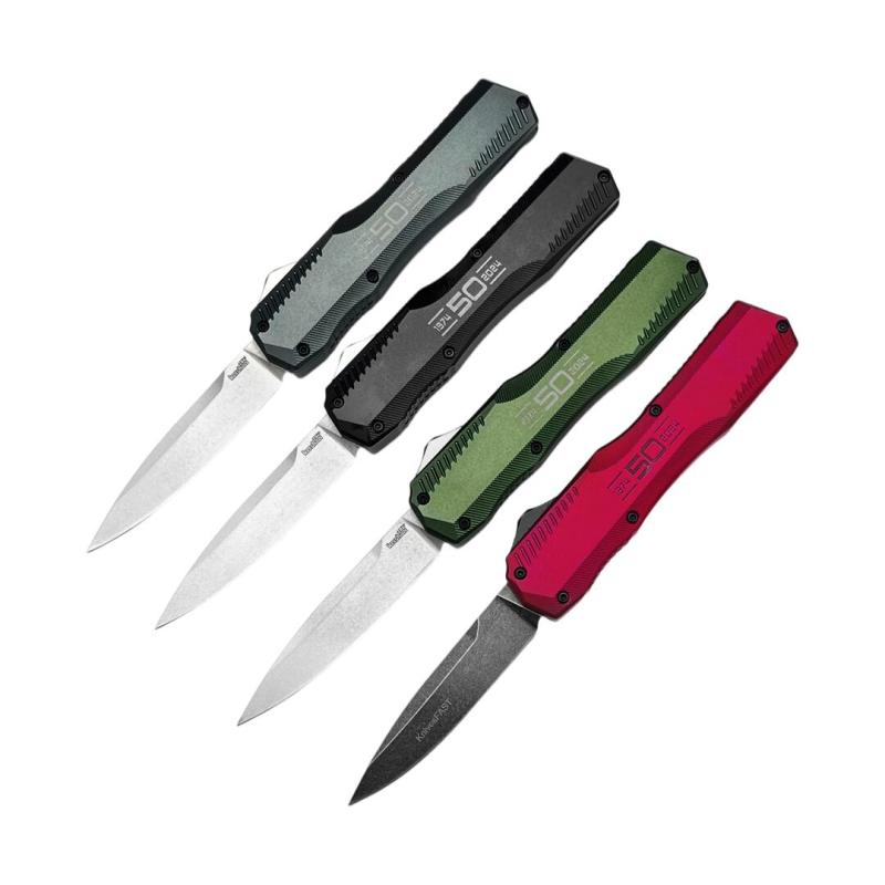 Kershaw 9000 Livewire 50th OTF AUTO Knife 3.07" 20CV Stonewashed Point Blade, T6-Aluminum Handles