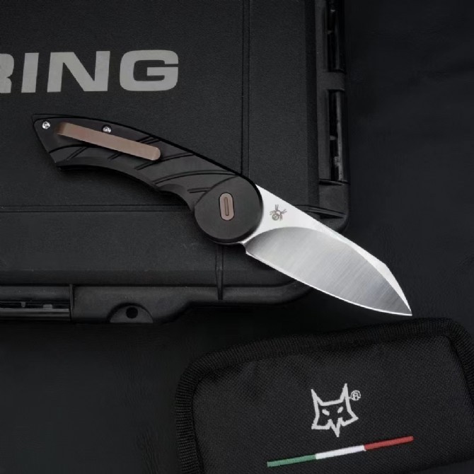 FX-2025 Euro Design Folding Knife 2.83" M390 Satin Plain Blade, 6061-Aviation Aluminum Handles