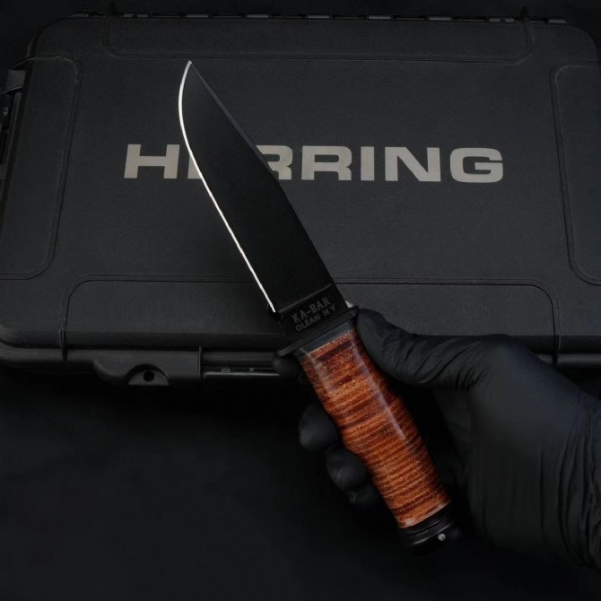 KA-BAR Mark I 2225 Fixed Blade Knife 4.33" 1095 Clip Point Blade, Cowhide Handles