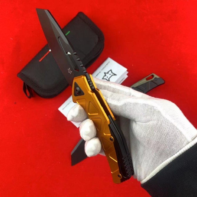 FX-552 ALBR Frame Lock Flipper Knife 3.39" Magnacut Satin Plain Blade, 7071-Aviation Aluminum Handles