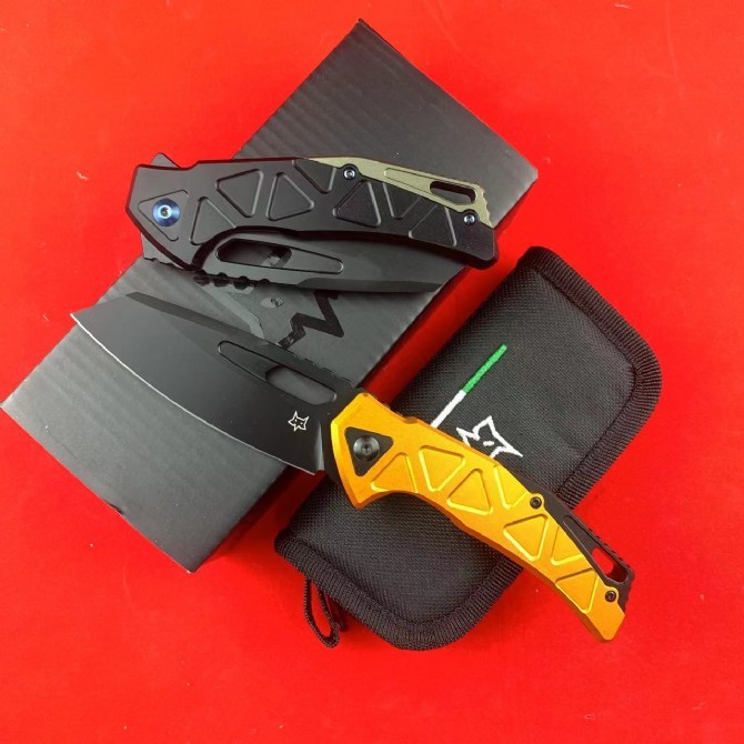 FX-552 ALBR Frame Lock Flipper Knife 3.39" Magnacut Satin Plain Blade, 7071-Aviation Aluminum Handles