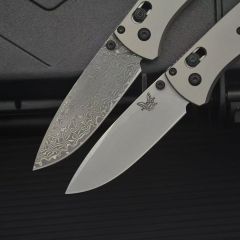 BM 535 Bugout AXIS Folding Knife 3.15" Damascus/D2 Satin Plain Blade, TC4 Handles