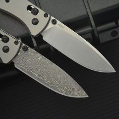 BM 535 Bugout AXIS Folding Knife 3.15" Damascus/D2 Satin Plain Blade, TC4 Handles