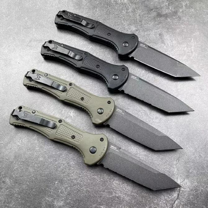 BM 9071BK Claymore AUTO Folding Knife 3.81" CPM-D2 Drop Point Plain Blade, Grivory Handles 9071BK-1